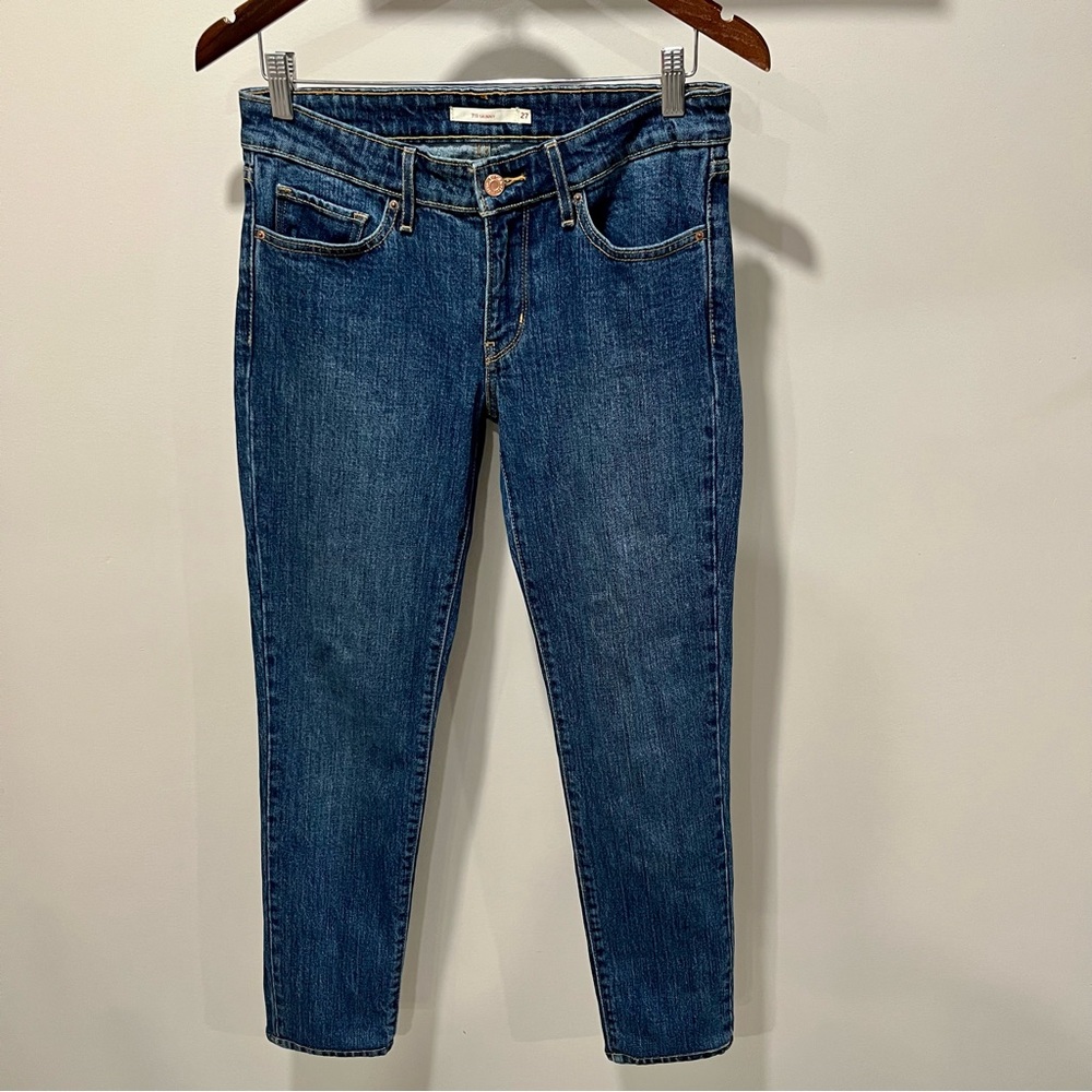Levis 711 Skinny Jeans Mid Rise Blue Denim Stretch Womens SIZE 27